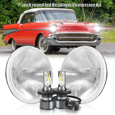 Pair 7inch Round Led Headlights Hilow Sealed Beam For Chevy Bel Air 1955-1957