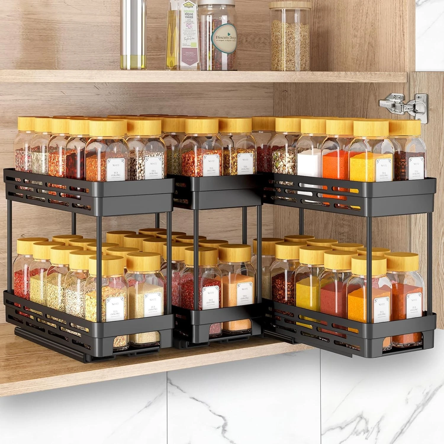Pull Out Spice Rack Organizer Cabinet 3 Packs Slide Out Spice Racks Organizer