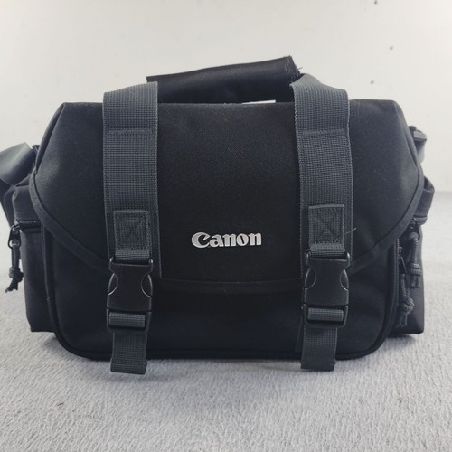 Bolso para cámara Canon DSLR negro estuche de hombro acolchado ajustable correa divisora - Imagen 2 de 12