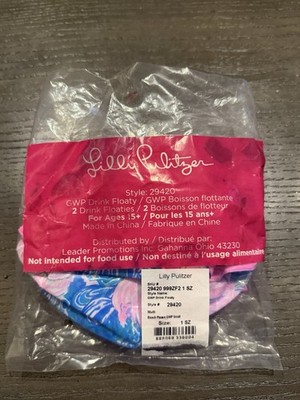 2 Lilly Pulitzer Drink Floaty Pair Beach Please Pool beer soda float holders