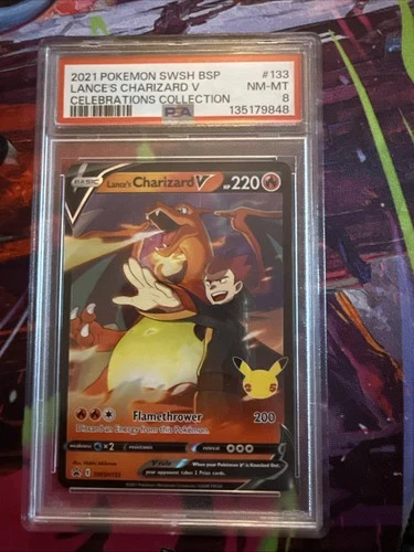 Pokémon TCG Lance's Charizard v SWSH133 Celebrations Black Star Promo PSA 8