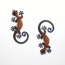 Metall-Gecko-Wandkunst Handbemalt Gecko-Wandskulptur elegant f&uuml;r Flur