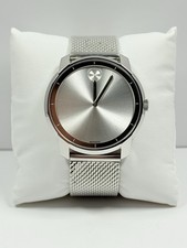 Movado Bold Silver Sunray Mesh Bracelet 44mm Men's Watch 3600260