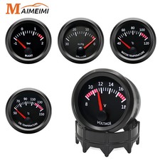 52mm Car Temp Gauge Oil Pressure Bar PSI Gauge Voltmeter With Sensor for 12V Car