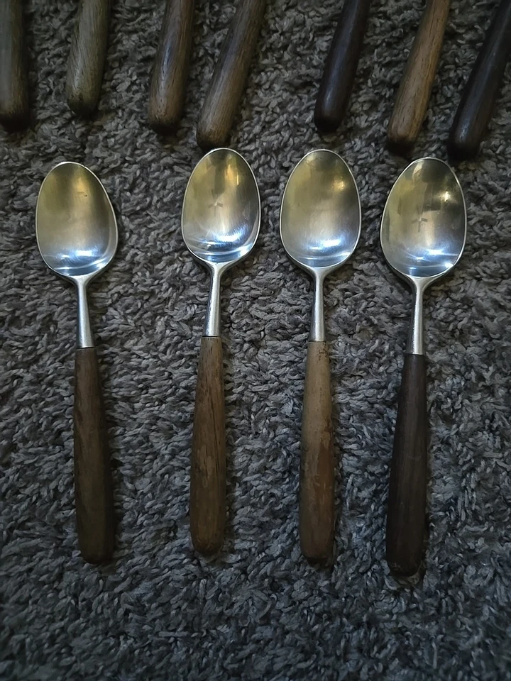 12 cucharas de acero inoxidable de palisandro Noruega Lauffer tenedores daneses modernos Foto 4 de 4
