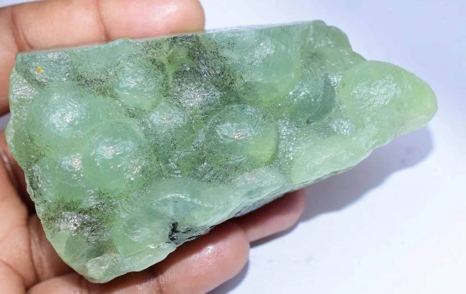 Muestra faceta áspera 100 % natural verde africana prehnita 1057,50 CT sin tratar Foto 2 de 4