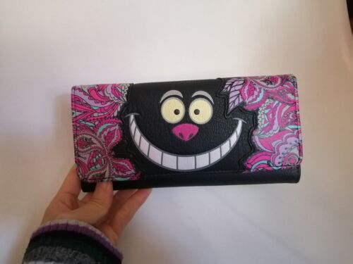 Loungefly Disney Alice In Wonderland CHESHIRE CAT Face Wallet Purse Bag Large  - Afbeelding 1 van 3