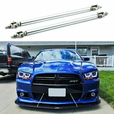 2x 8"-11" Silver Adjust Bumper Lip Splitter Strut Rod Tie Support Bars for Dodge