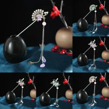 Pearl Tassel Hair Chopsticks Chinese Classic Crystal Bead Hairpins Simple Retro