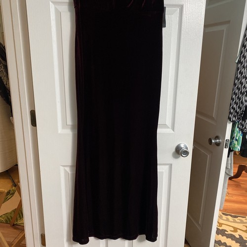 IGNITE EVENINGS Women Sz 14 Burgundy Velour Full Length Formal Evening Gown NWT - Picture 12 of 18