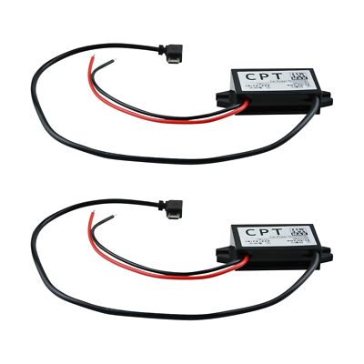 12V to 5V 3A DC Converter 2 Pcs Micro USB Adapter Converter Module Waterproof...
