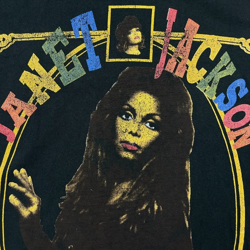 Vintage 90s Janet Jackson T Shirt Mens XL Black Thrashed Single Stitch Rap Tee - Picture 3 of 16