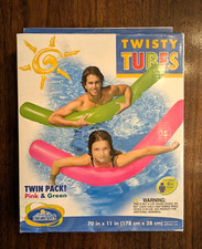 NIB The Wet Set by INTEX Twisty Tubes Twin Pack NEON PINK  GREEN Pool Floaties
