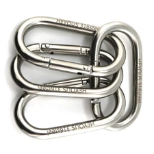 4 Packs-3.15 Inch Stainless Steel Carabiner Clip Spring Snap Hook Oval Carabiner