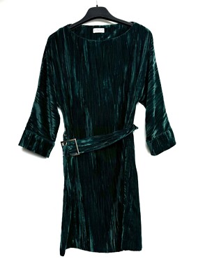 Claudie Pierlot Dress Mini Belted Green Velvet Velour Size 34 | eBay