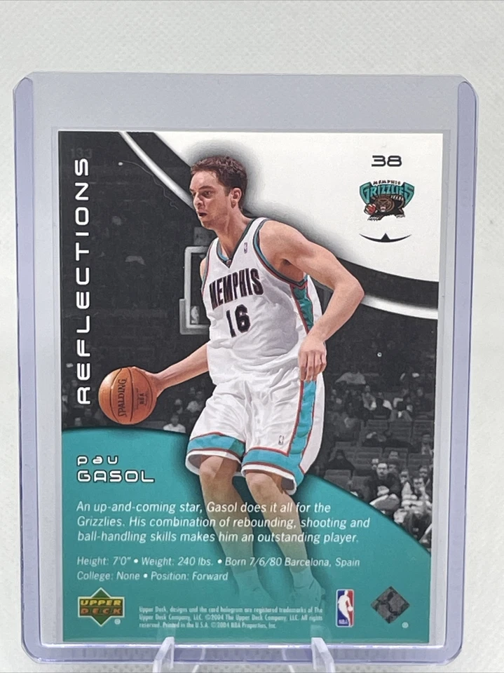 2003-04 Upper Deck Triple Dimensions #38 Pau Gasol NBA HOF Spain Reflections NM+ - Image 2 of 2