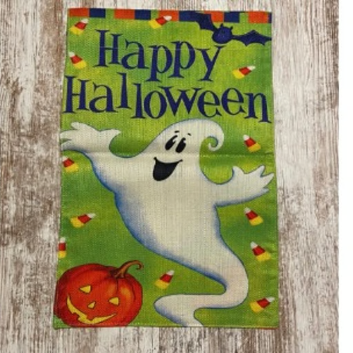 HALLOWEEN Garden Flag 12x18 Inch Vertical DoubleSided GHOST CANDY CORN