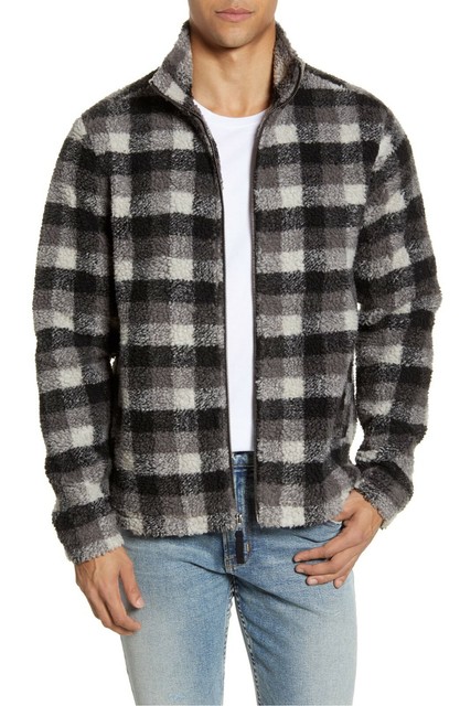 mens fleece check jacket