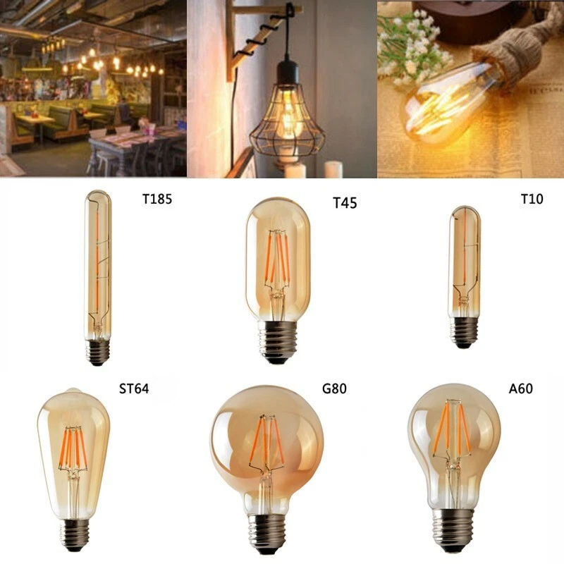 E27 220 240V 2300K Edison Light LED Bulb Vintage Filament Lamp Retro Dimmable