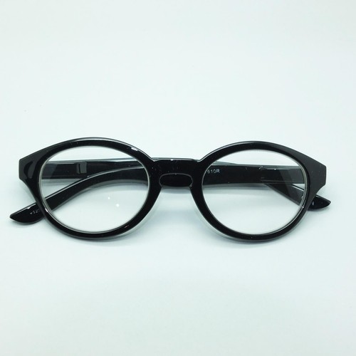 Reading Glasses Round Frame Geek Vintage Style Spring Hinge Glossy Black +2.75 - Imagen 4 de 4