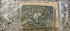 1988 Bass Anglers Sportsman Society Brass Buckle, Near Mint