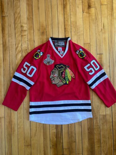 Corey Crawford #50 Reebok CCM 48 L Chicago Blackhawks 2013 Stanley Cup Trikot - Bild 1 von 7