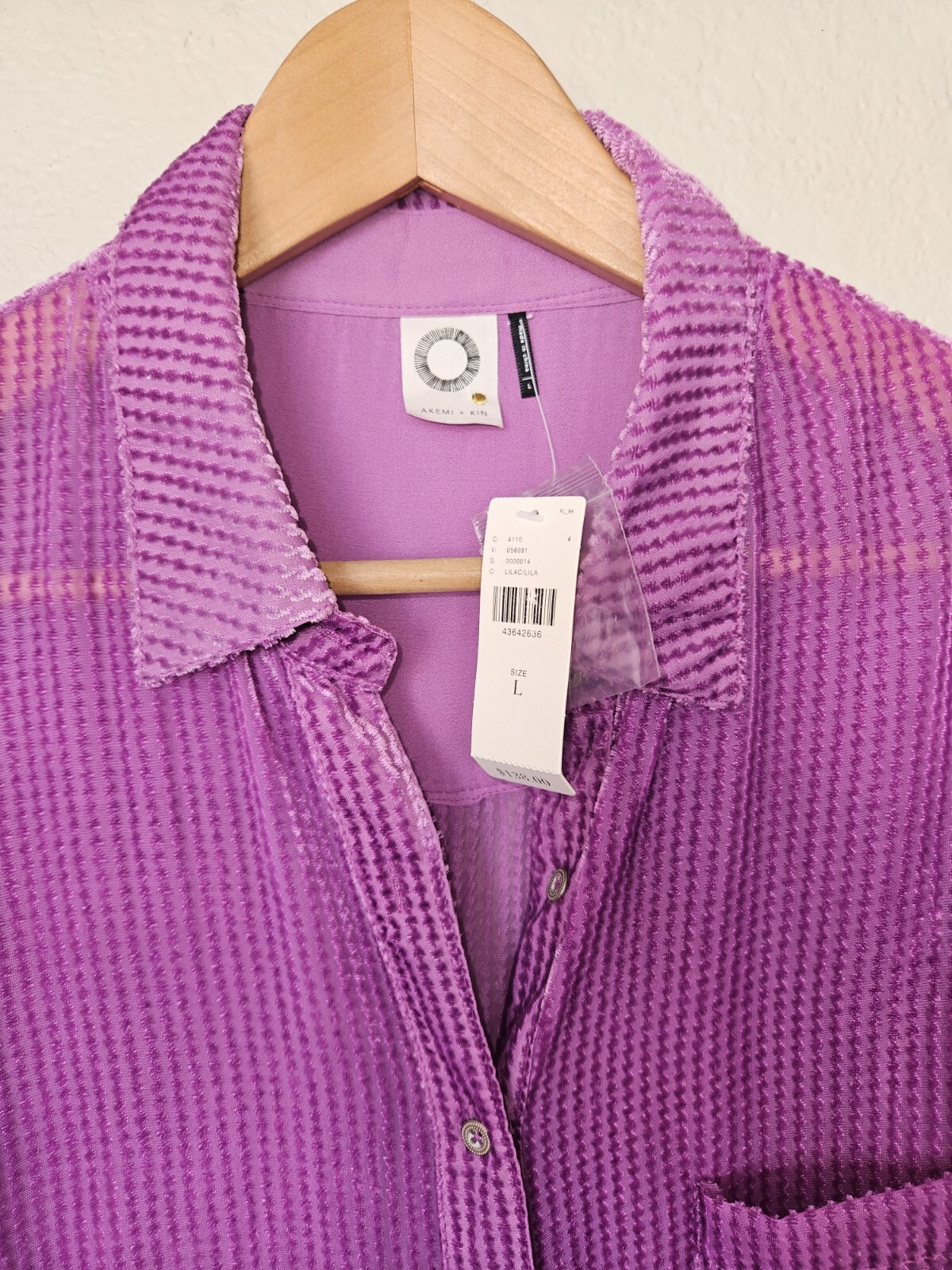 NWT Akemi + Kin Velvet Stripe Button Down Duster Size Large Lilac Anthropologie image 8