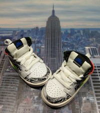 Nike Jordan 1 Mid White/Racer Blue-Black-Cyber TD Toddler Size 4c 640735 143 New
