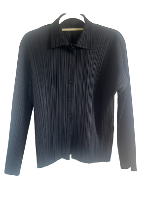 Pleats Please, Issey Miyake, Black Button Down Shirt | eBay