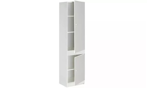 Armadio Da Bagno Alto E Sottile BAKAJI: 2 Ante, 1 Cassetto, 5 Ripiani Regolabili, Bianco, 20x20x180 Cm, Salvaspazio