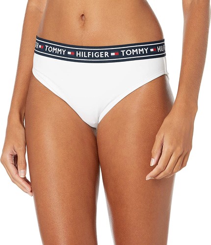 Tommy Hilfiger Womens Mid Rise Hipster Swim Bottom Size L White - Picture 4 of 4