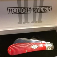Rough Ryder Red Sawcut Bone Bolster Lock Half Hawk 3 7/8" Pocket Knife RR1959