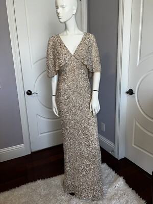 Alice And Olivia By Stacey Bendet Sequin Maxi Dress in Sand Size 8 | eBay