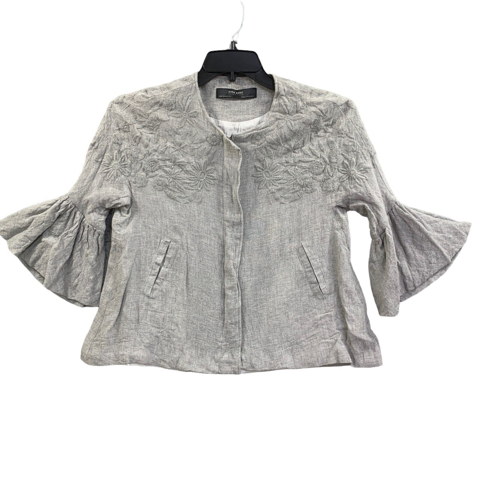 Zara Basic Jacket Shacket Wool Blend Embroidered … - image 1