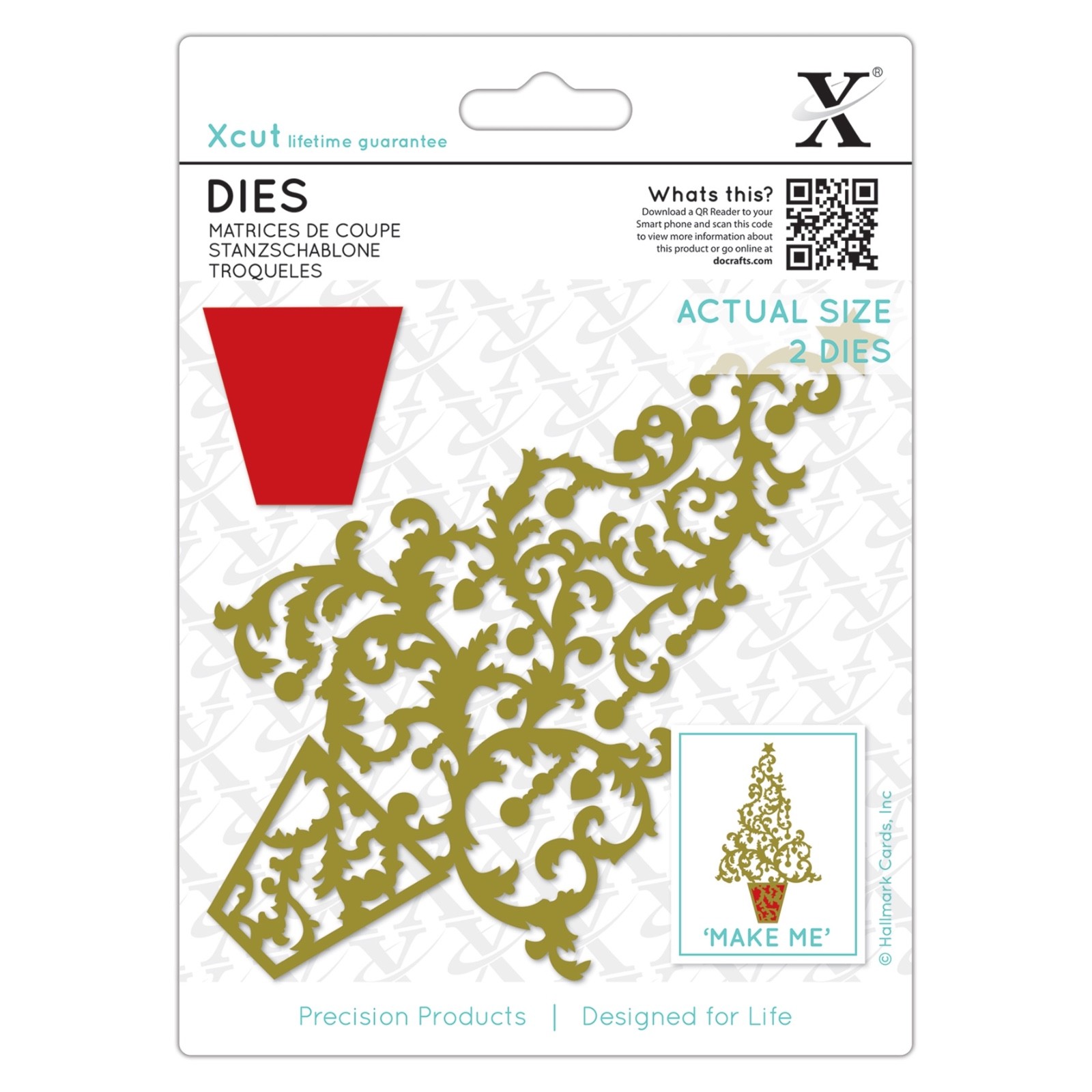 Docrafts Xcut Die Set Ornate Christmas Tree 2 Dies