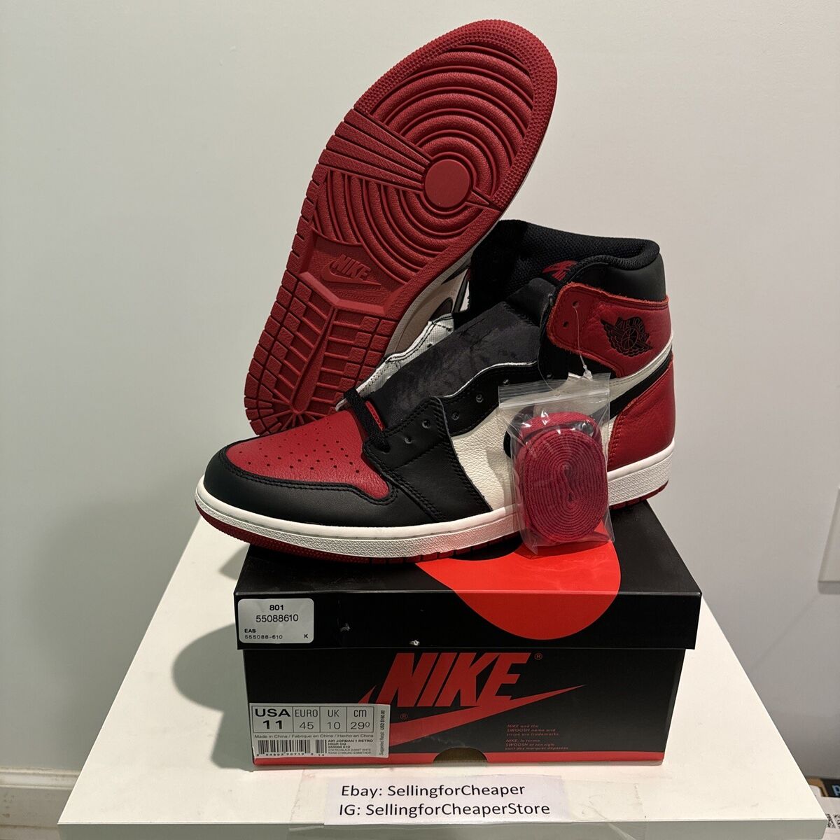 NEW Air Jordan 1 Retro OG High Bred Toe Black Red Size 10 NEW Air Jordan 1 Retro OG High Bred Toe Black Red Size 10