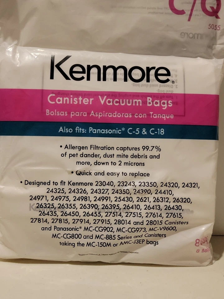 Kenmore 50104 8 Pack Style C/Q Canister Vacuum Bags - Image 2 of 4