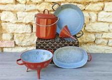 Antica Batteria da Cucina Smaltato Bordò 5 Pezzi Vintage Decocrazione Cucina N°2