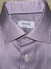 ETON MENS PREMIUM COTTON PURPLE STRIPE DRESS SHIRT SIZE 15/33-34 270