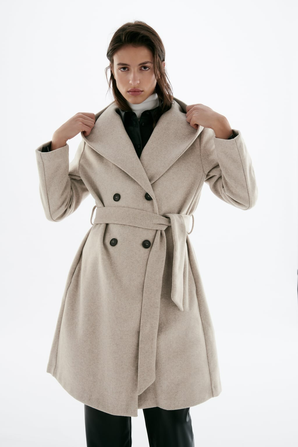 zara hooded belted coat
