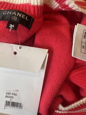 5K New Chanel 2019 Pink Cardigan Sweater 34 36 2 4 Jacket Top Logo