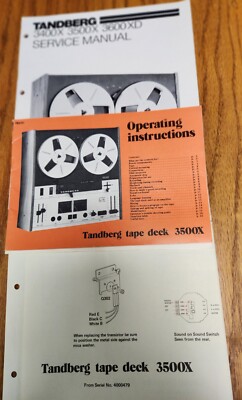 Tandberg 3400X/3500X/3600XD Tape Recorder Service Manual+ More (see below)