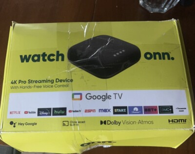 New 2024 onn. Google TV 4K Pro Streaming Device w/ Hands Free Voice Control