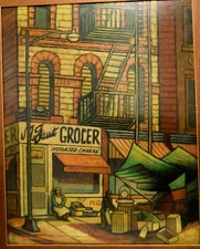 Ashcan Style Art Oil Painting NYC Scene West Village Bleeker St. Social Realism 