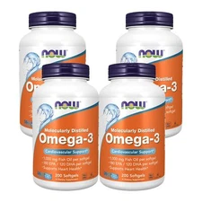 4 x NOW Omega 3 Molecularly Distilled 200 Softgels
