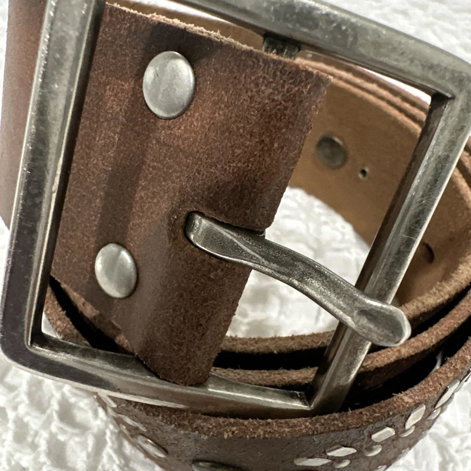 Hollister Womens Brown Studded Genuine Leather Belt Sz M/L 40” - Image 2 of 4