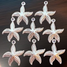 Textured Silver Metal Starfish Charms Qty:8