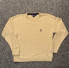 Vintage CHAPS Ralph Lauren Hand Framed Cotton Knit Herringbone Sweater 90s Dad