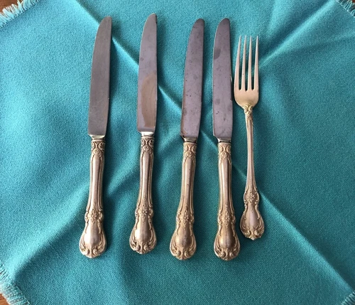 Towle "Old Master" 4 Sterling Silver Luncheon Knives, One Luncheon Fork