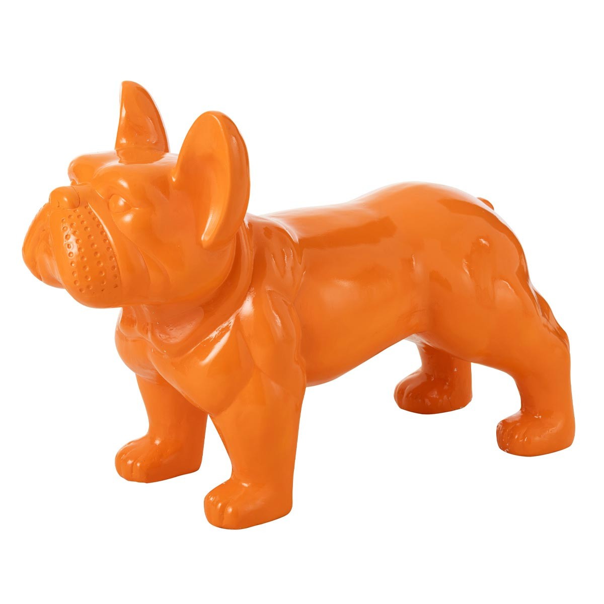 Statue bulldog orange 88cm en résine premium au design contemporain épuré